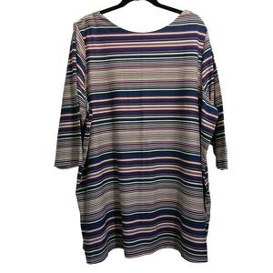 Jessica London Women 30/32 3XL Striped Boatneck Tunic Blouse Stretch